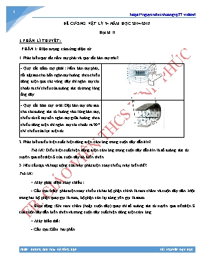 Đề cương học kỳ II môn Vật lý Lớp 9 - Năm học 2014-2015
